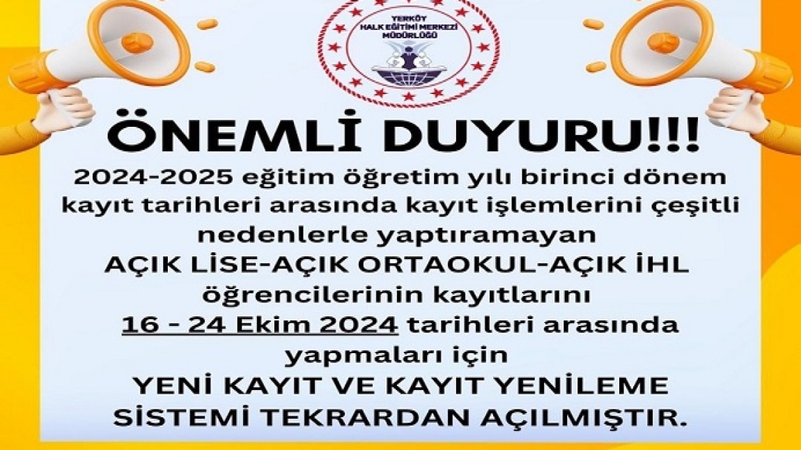 AÇIK ÖĞRETİM İLK KAYIT VE KAYIT YENİLEME İŞLEMİ